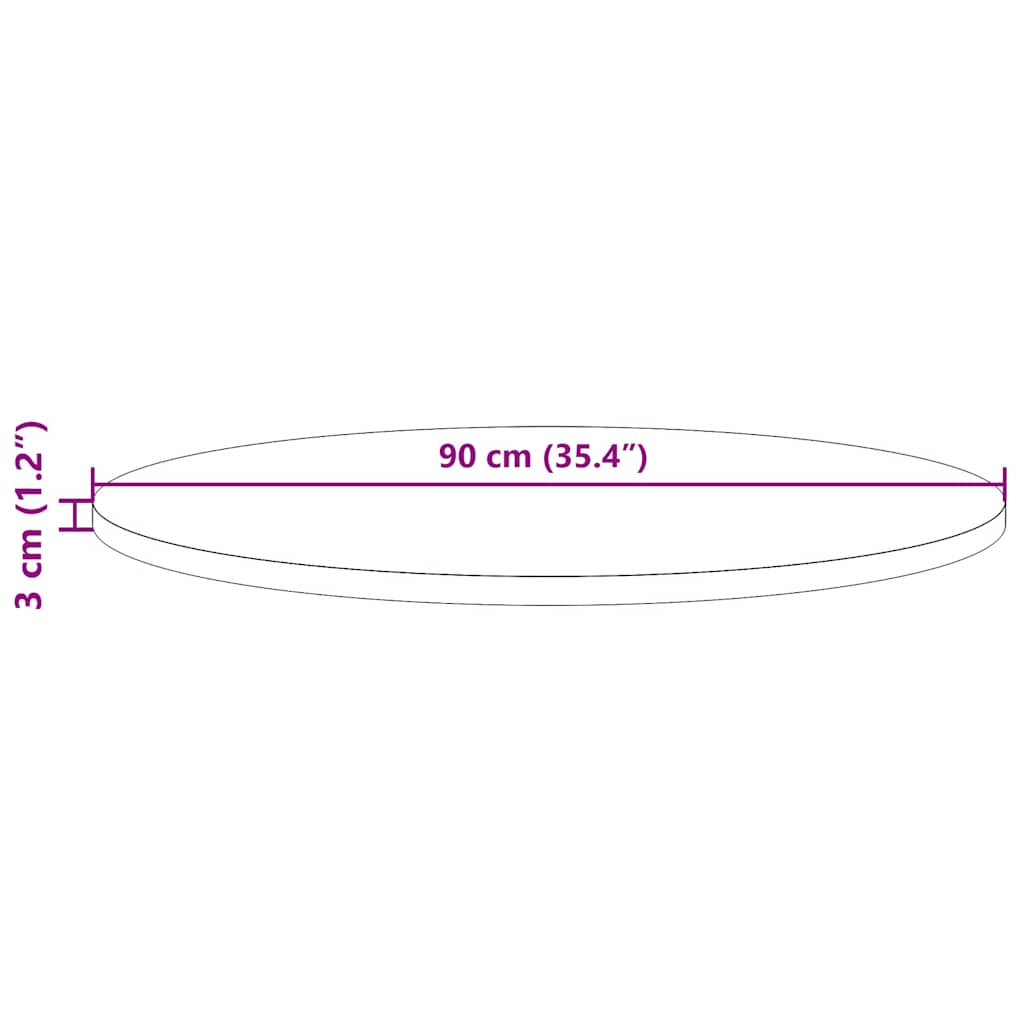 Bordplade rund hvid Ø90x3 cm massiv fyrretræ