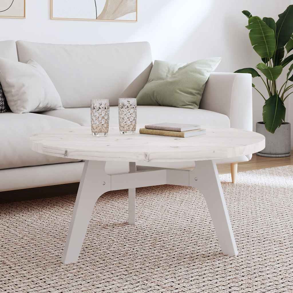 Bordplade rund hvid Ø90x3 cm massiv fyrretræ