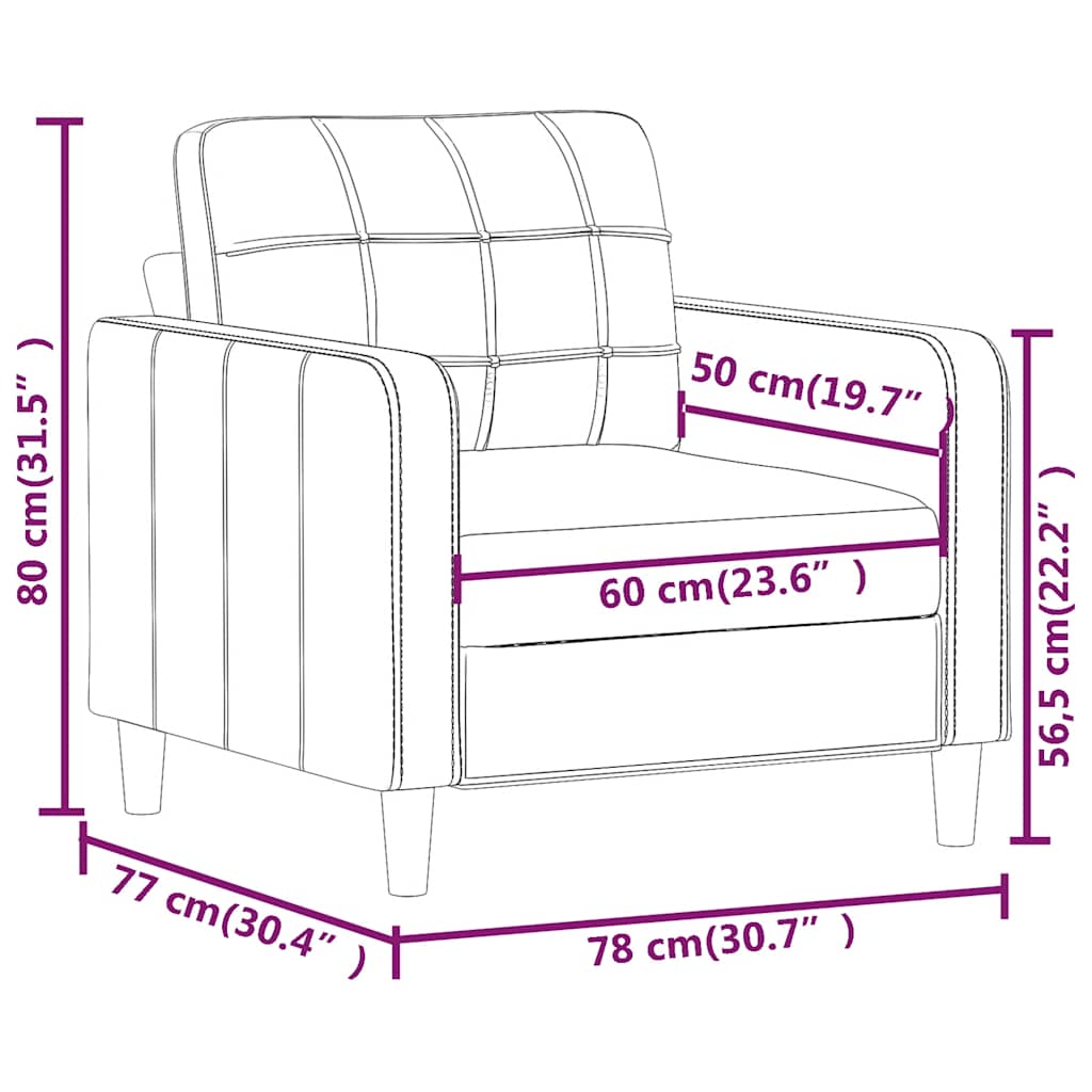 Sofa Lænestol Lysegrå 60 cm Stof