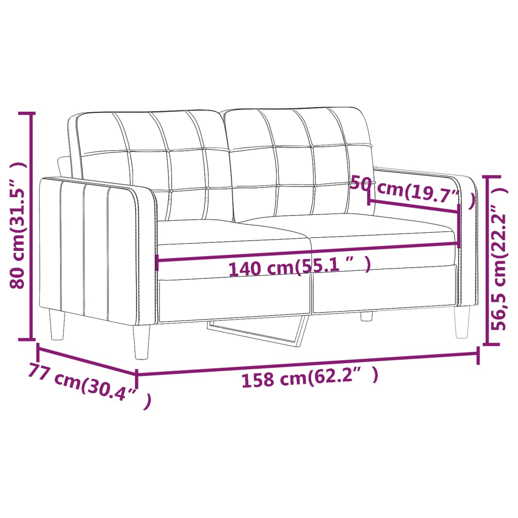 2-personers sofa vinrød 140 cm stof