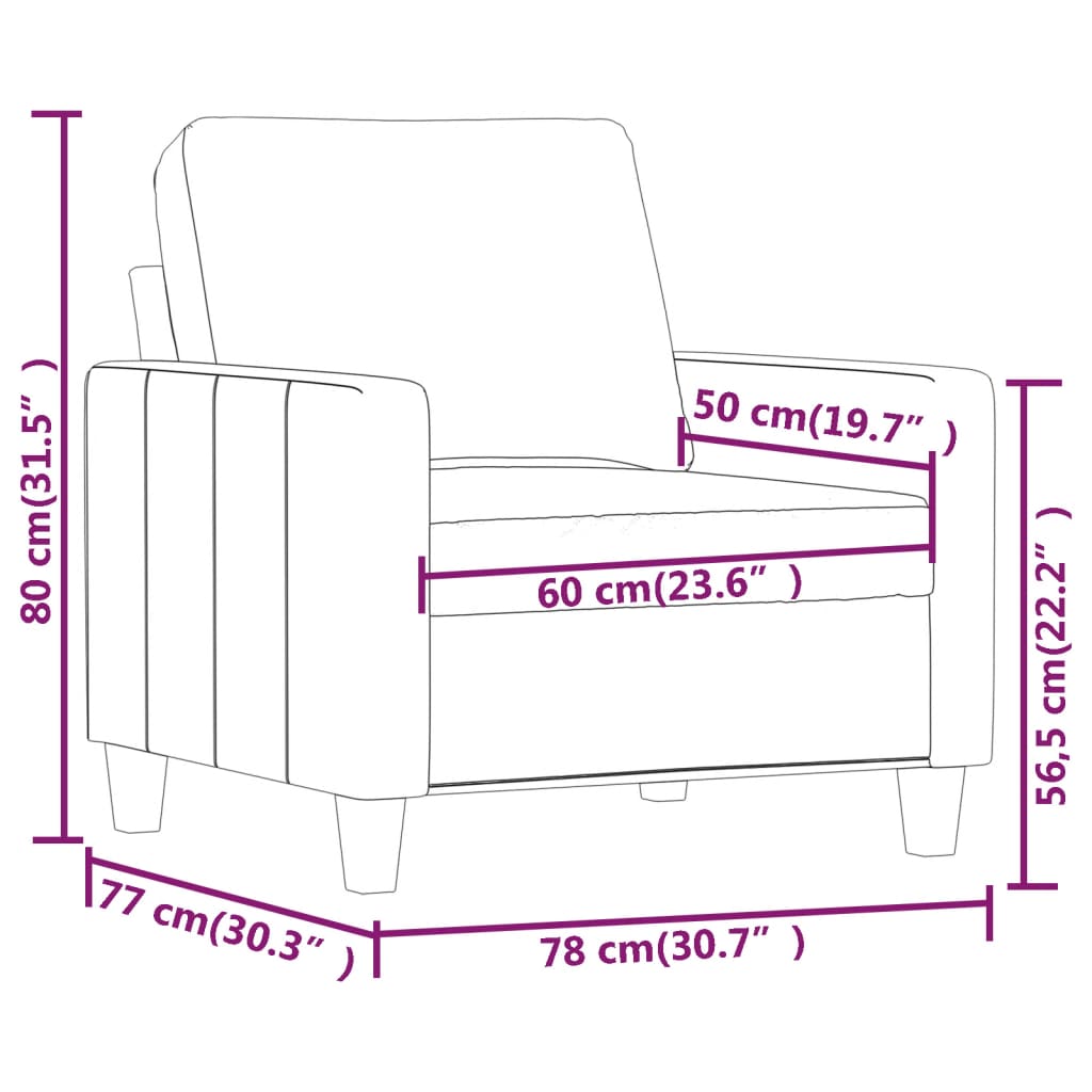 Lænestol Grå 60 cm Kunstlæder