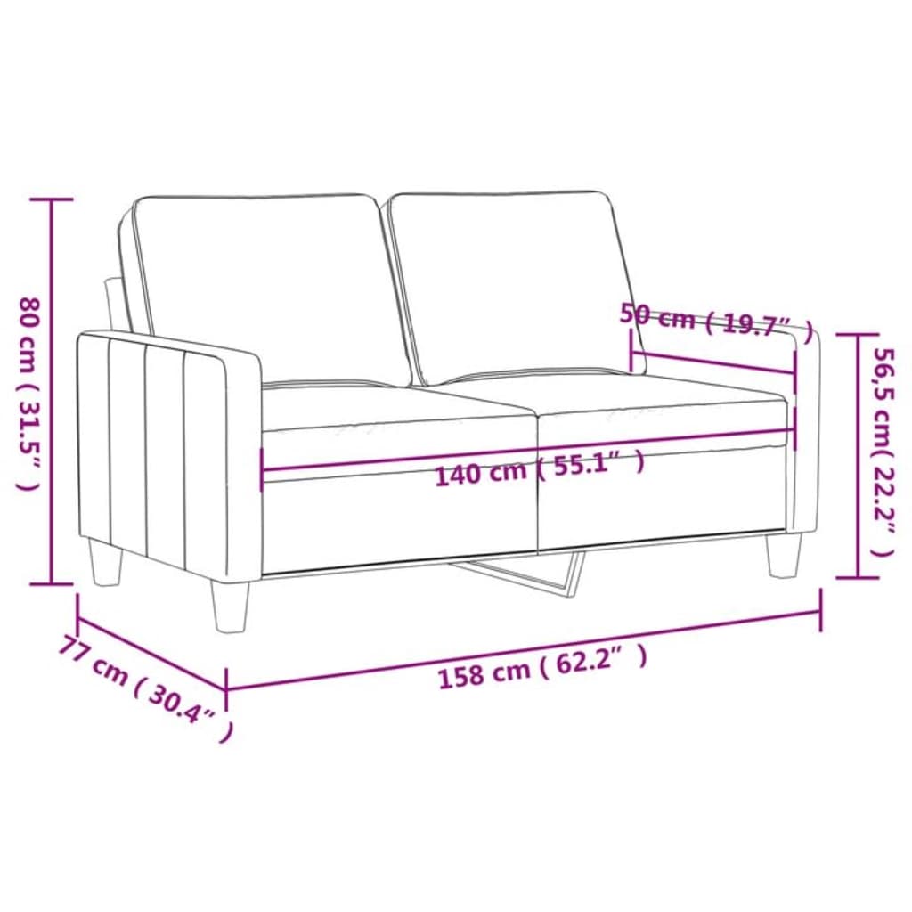 2-personers sofa creme 140 cm stof