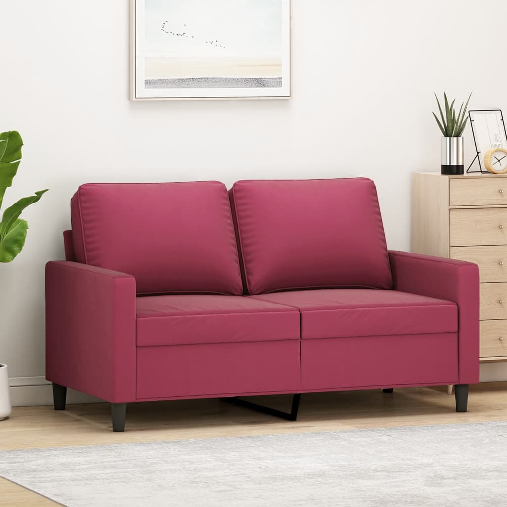 2-personers sofa vinrød 120 cm fløjl