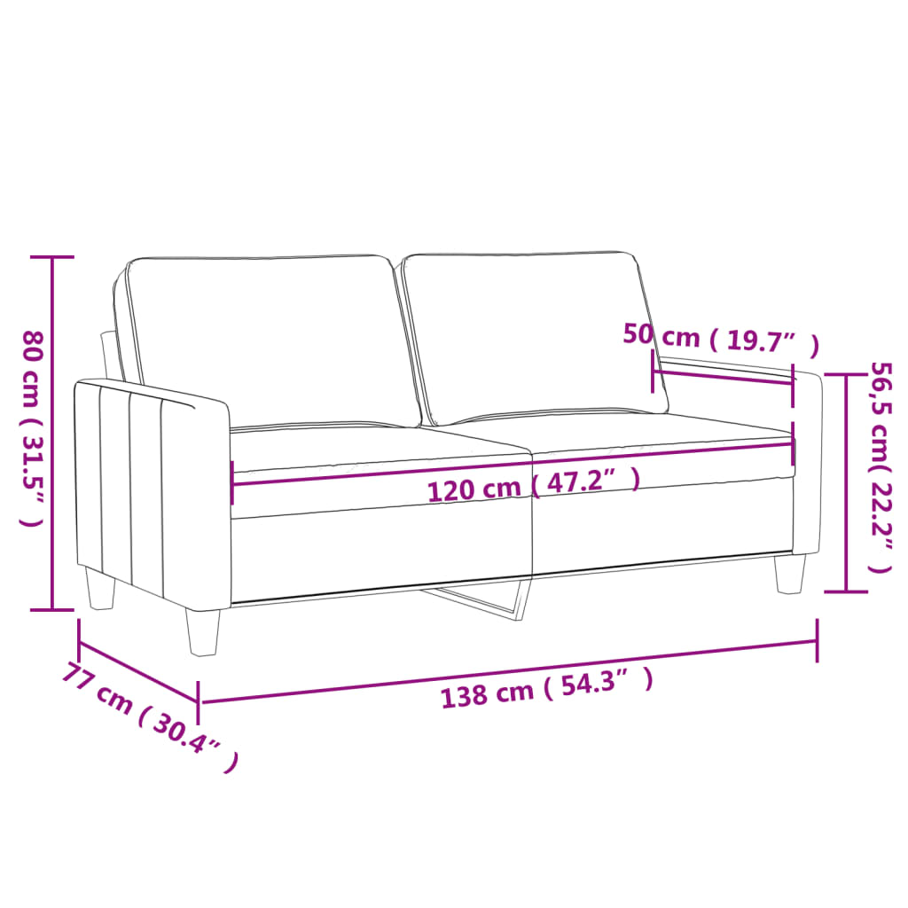 2-personers sofa brun 120 cm fløjl