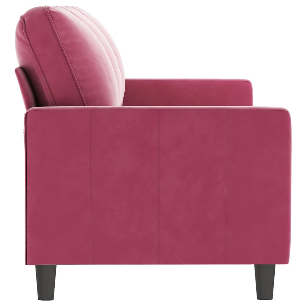 3-personers sofa vinrød 180 cm fløjl