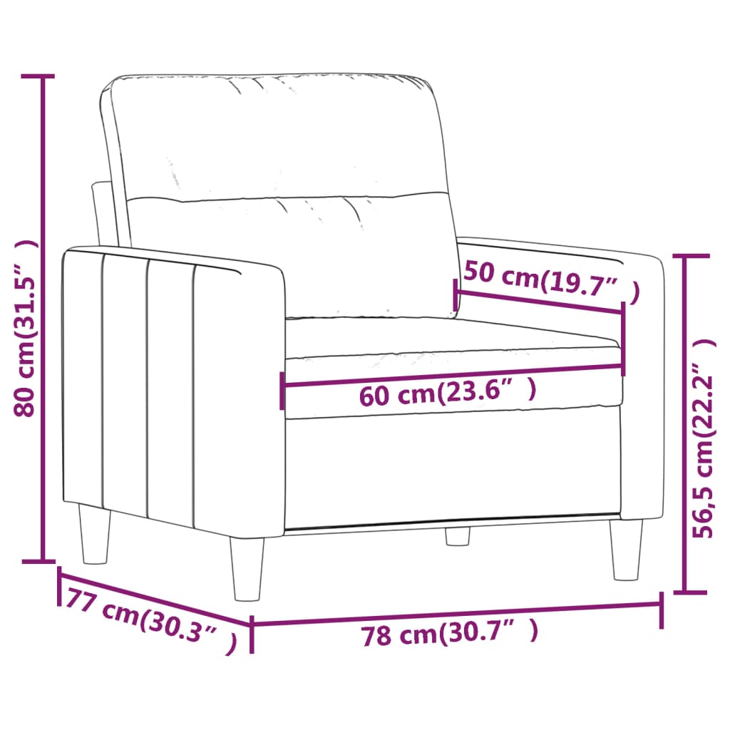 Sofa Lænestol Sort 60 cm Stof
