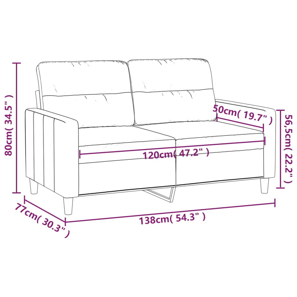 2-personers sofa sort 120 cm stof