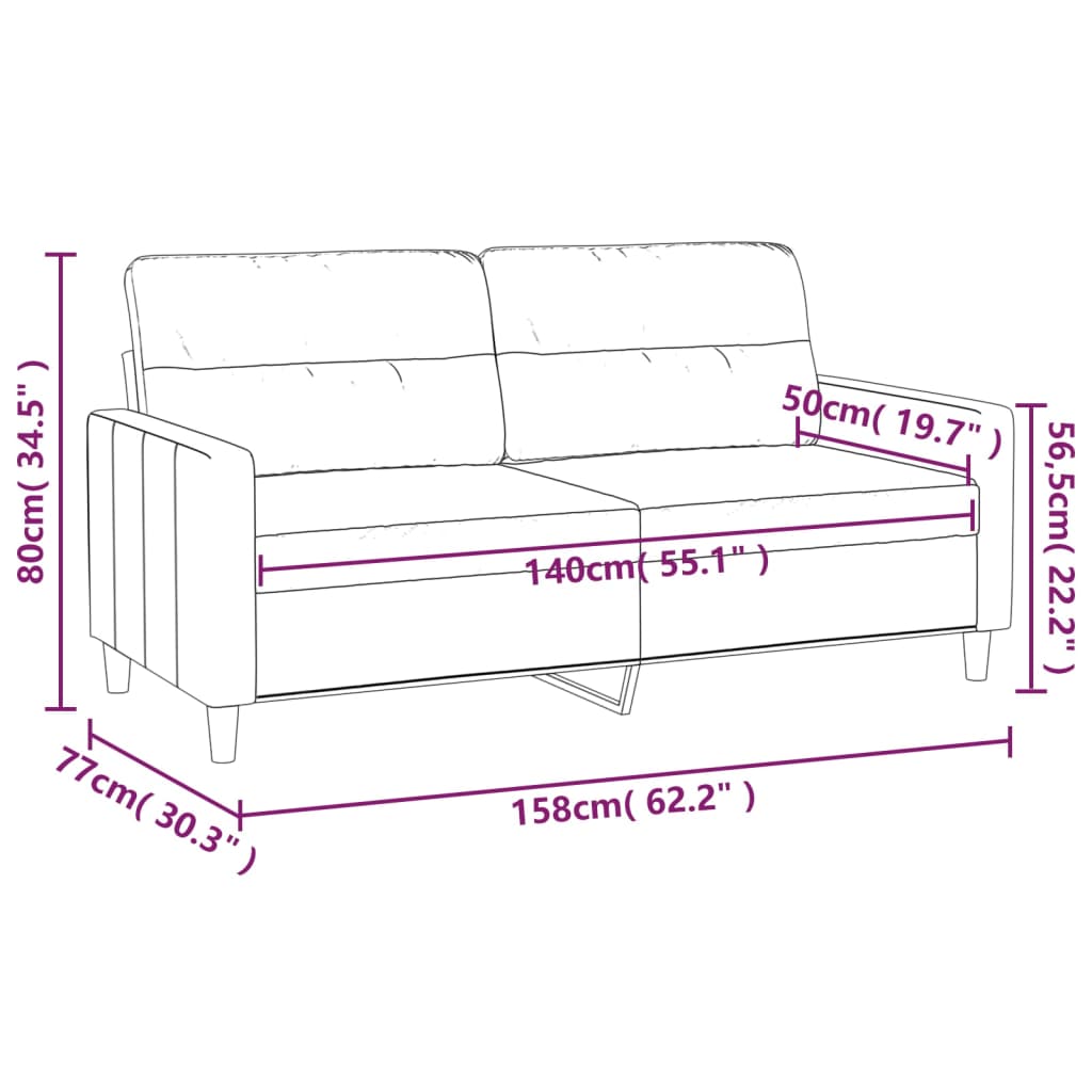 2-personers sofa brun 140 cm stof