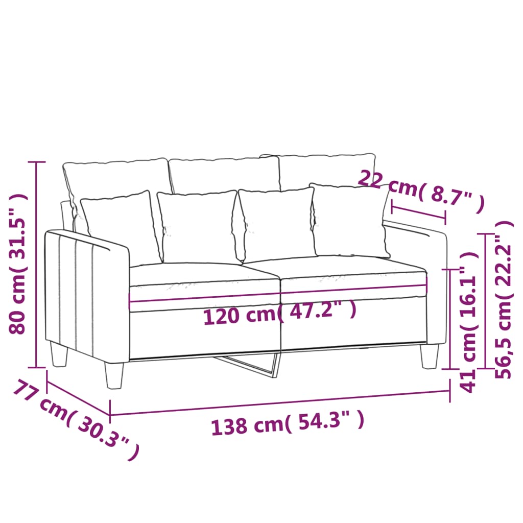 2-personers sofa taupe 120 cm stof