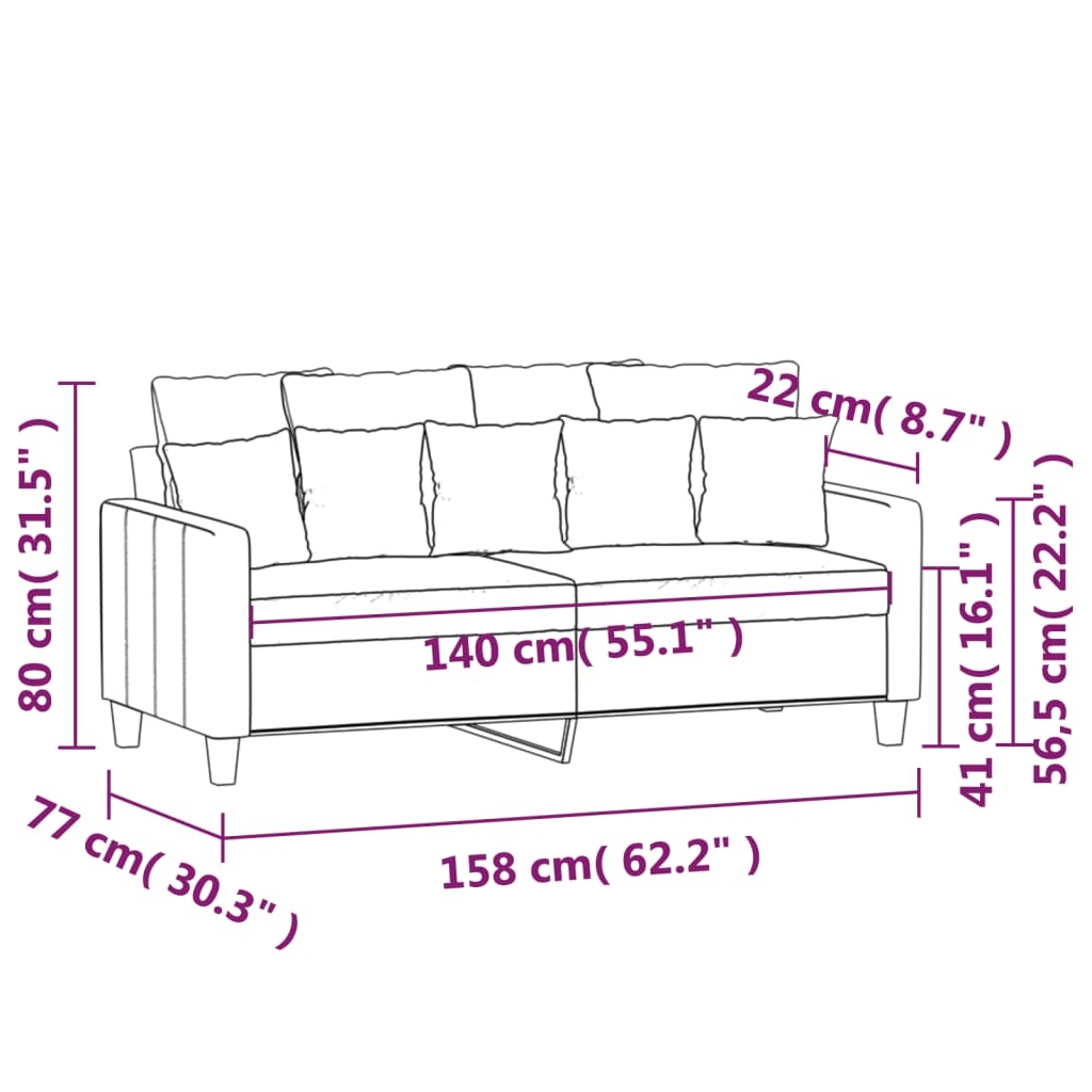 2-personers sofa creme 140 cm stof