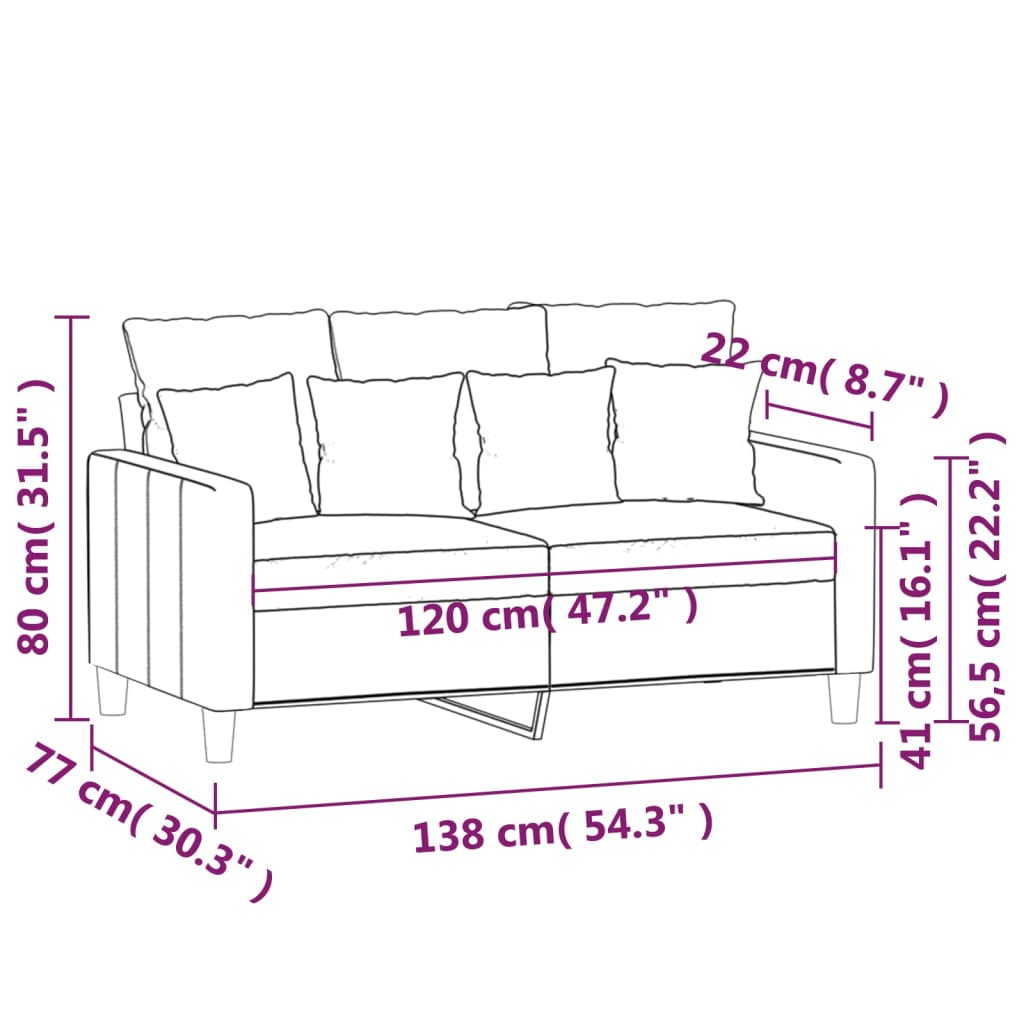 2-personers sofa sort 120 cm fløjl