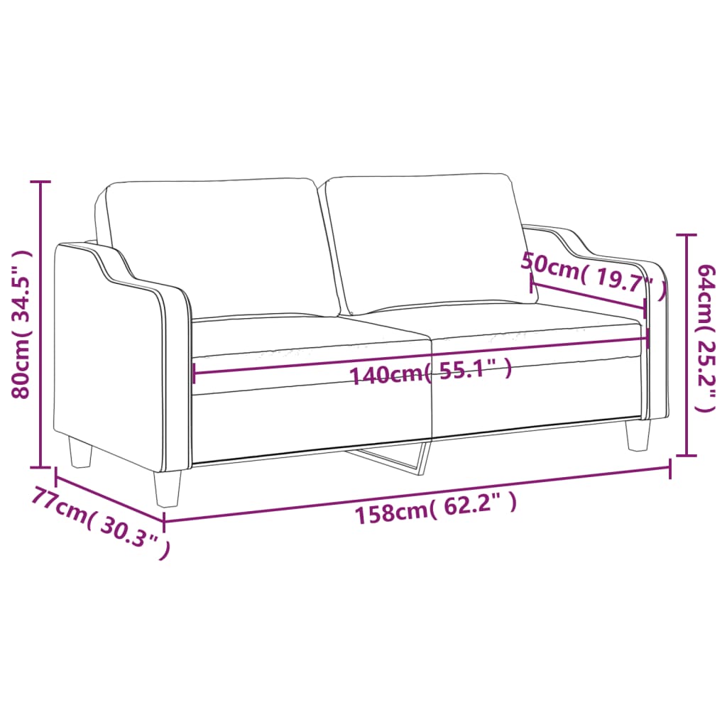 2-personers sofa lys gul 140 cm stof