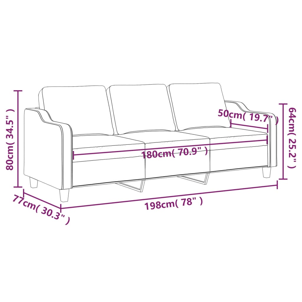 3-personers sofa taupe 180 cm stof