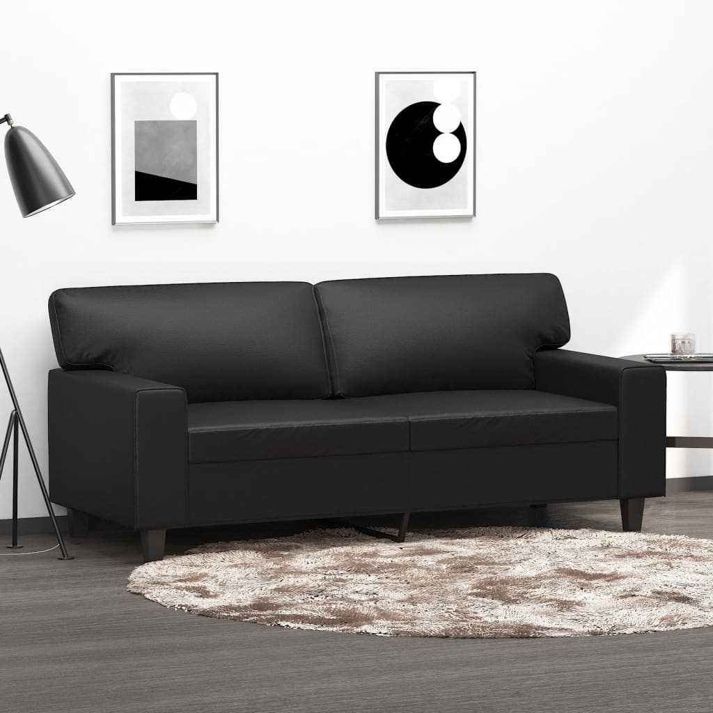 2-personers sofa sort 140 cm kunstlæder