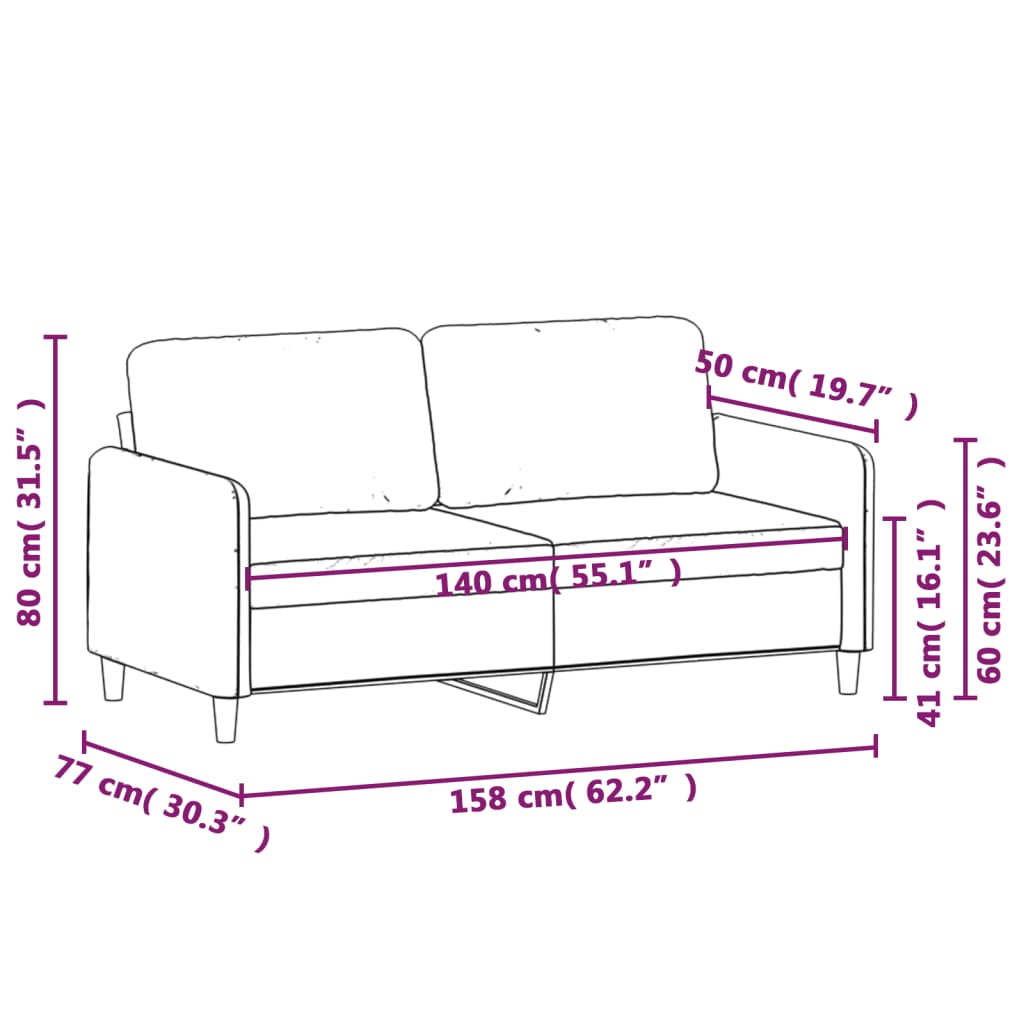 2-personers sofa mørkegrå 140 cm fløjl