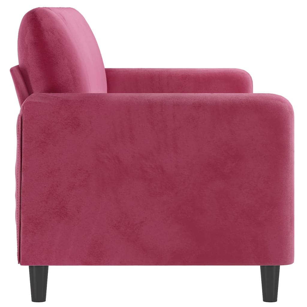 3-personers sofa vinrød 180 cm fløjl