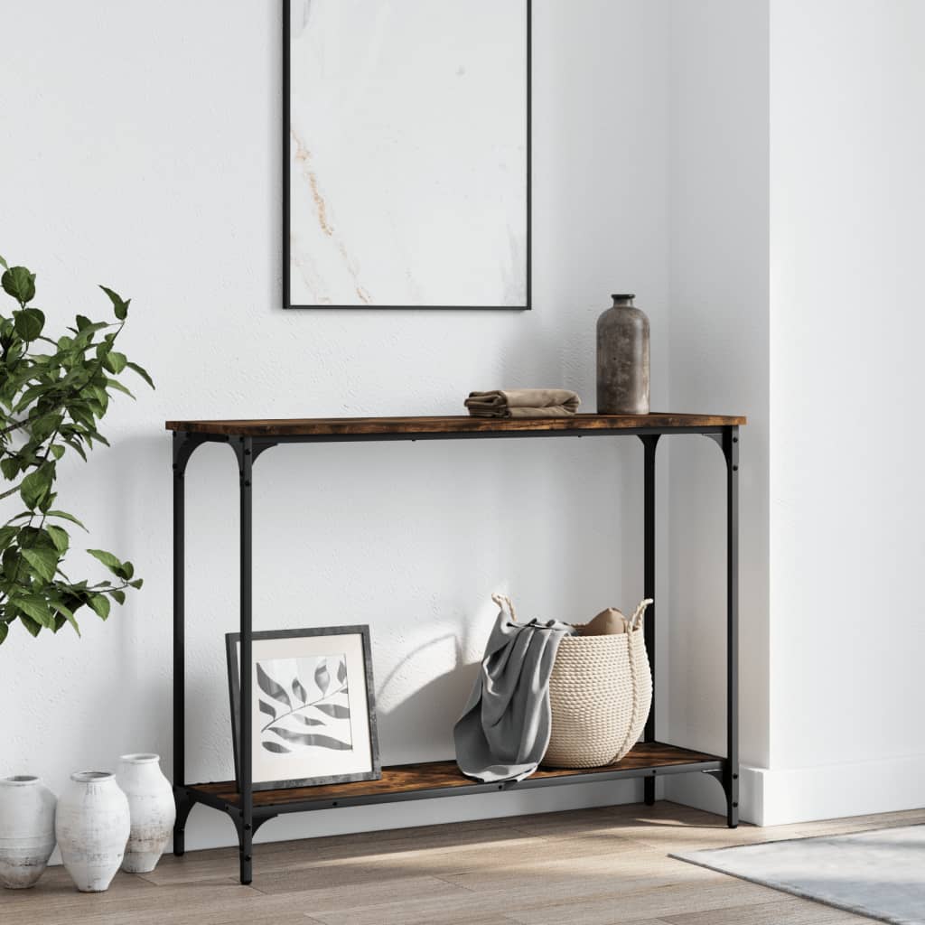 Konsolbord røget eg 101x30,5x75 cm træmateriale