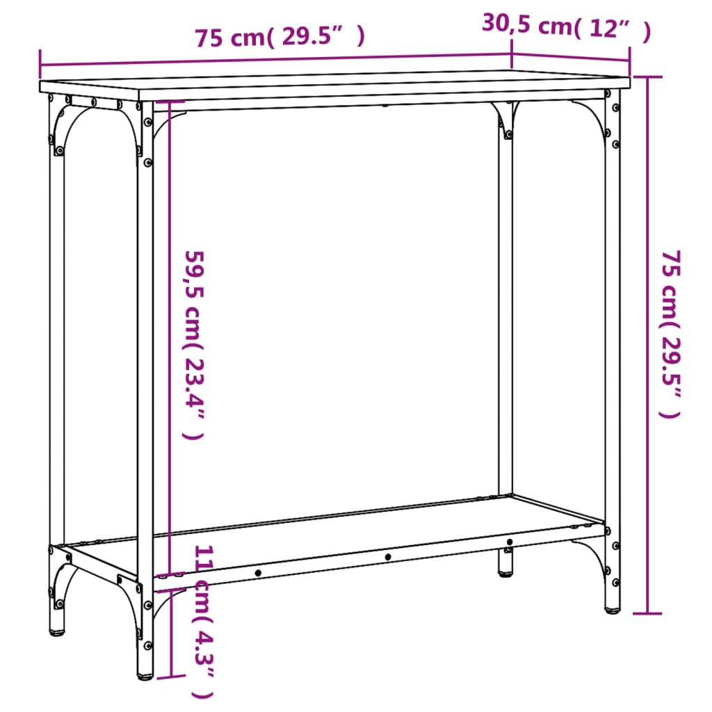 Konsolbord Sort 75x30,5x75 cm Træmateriale