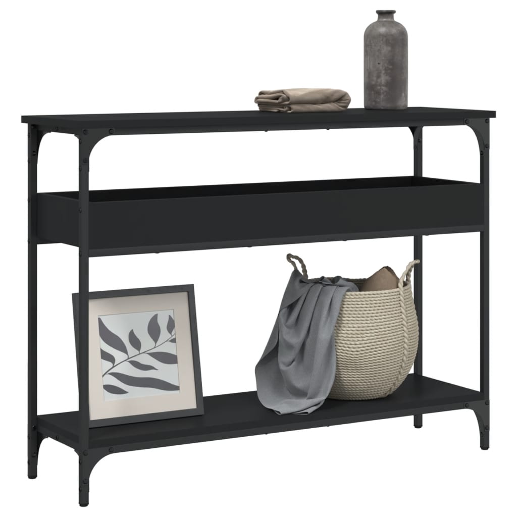 Konsolbord med hylde sort 100x29x75cm træmateriale