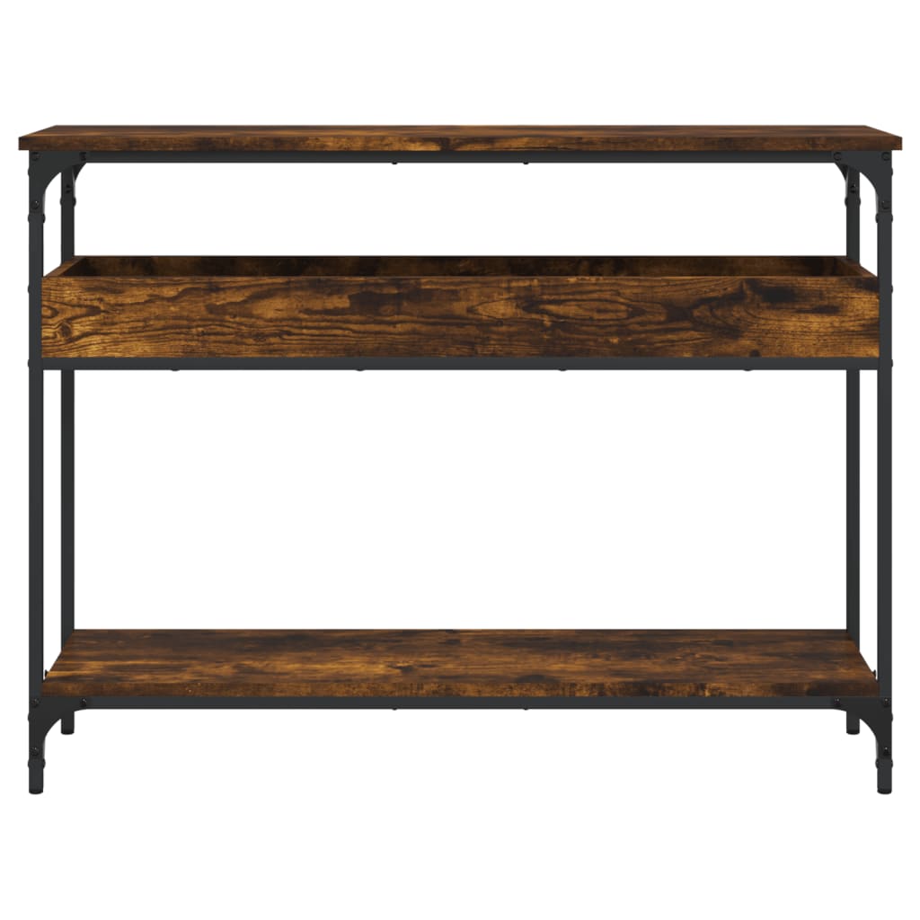 Konsolbord med hylde røget eg 100x29x75cm træmateriale