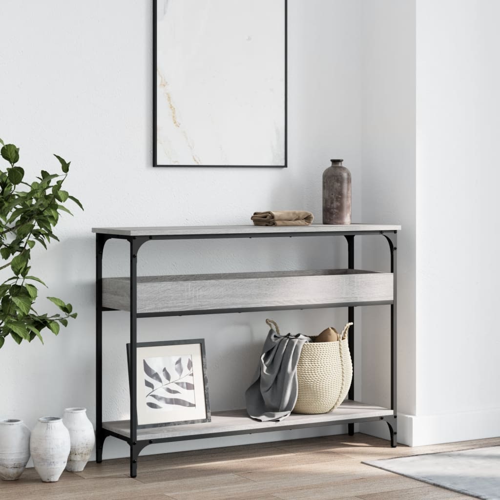 Konsolbord med hylde grå Sonoma 100x29x75cm træmateriale