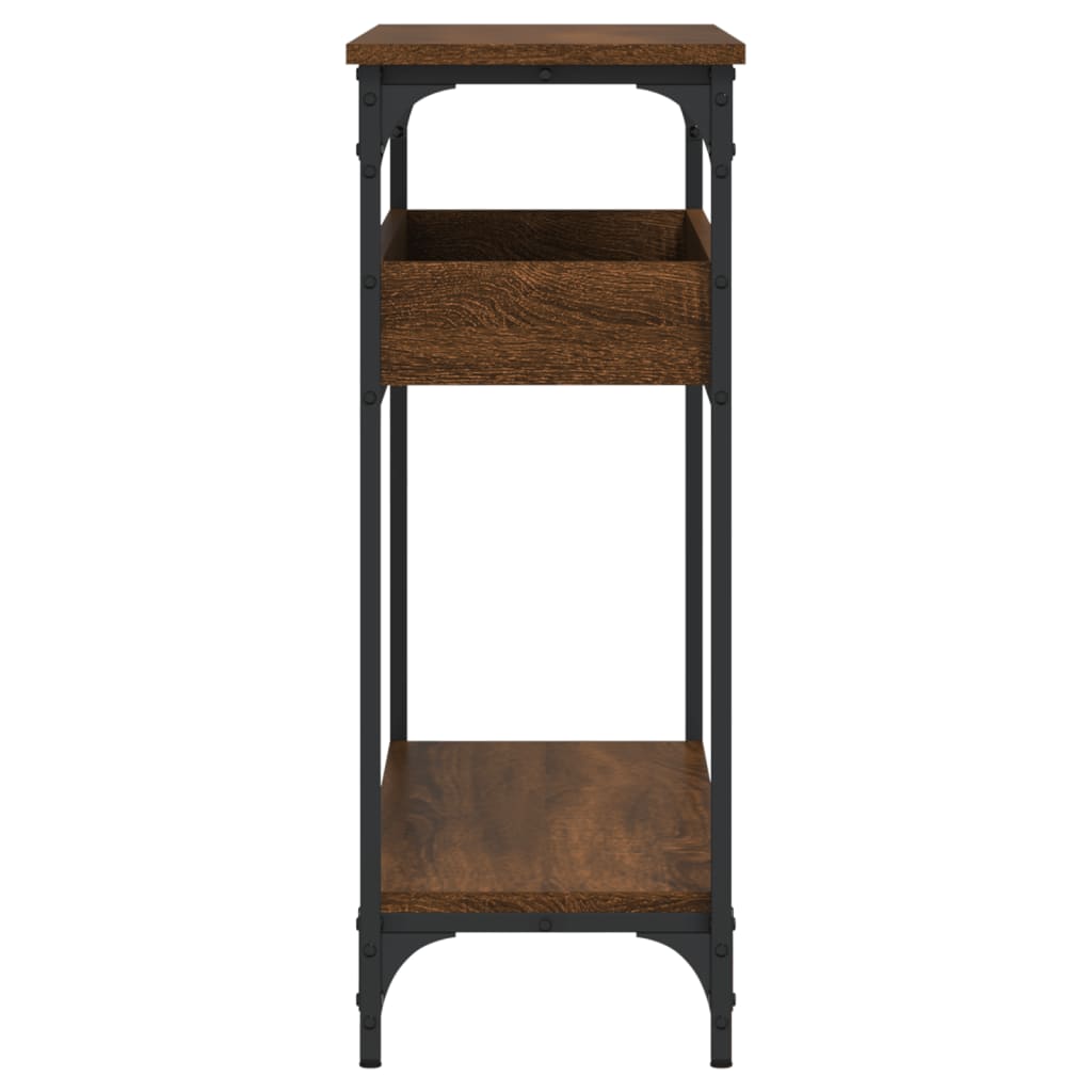 Konsolbord med hylde brunt egetræslook 100x29x75cm
