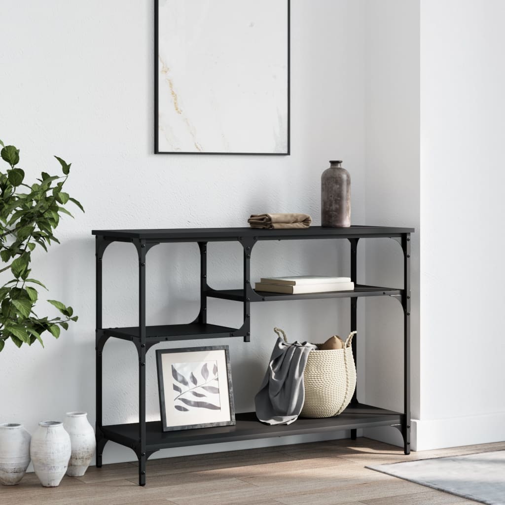 Konsolbord med hylder Sort 100x35x75 cm