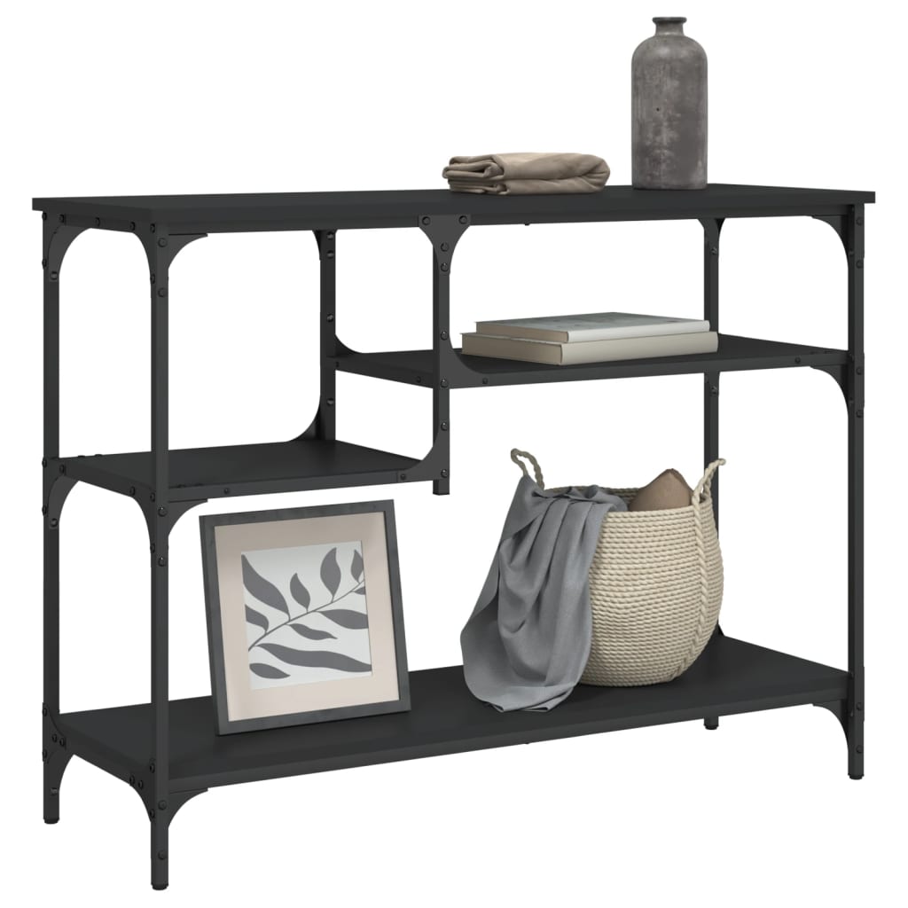 Konsolbord med hylder Sort 100x35x75 cm