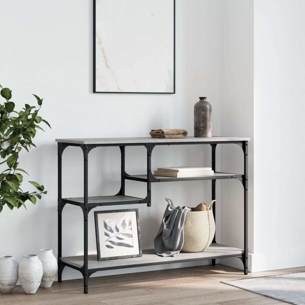 Konsolbord med hylder Grå Sonoma 100x35x75 cm