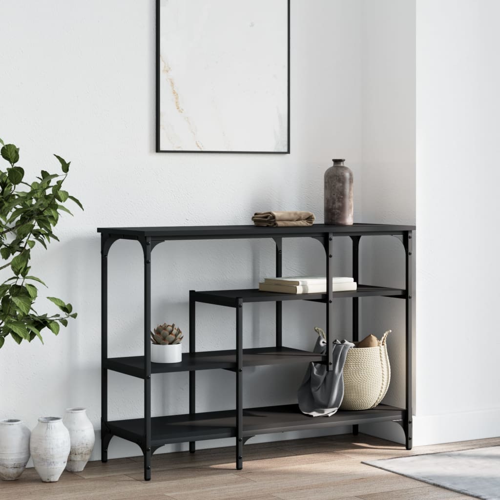 Konsolbord med hylder Sort 100x35x75 cm
