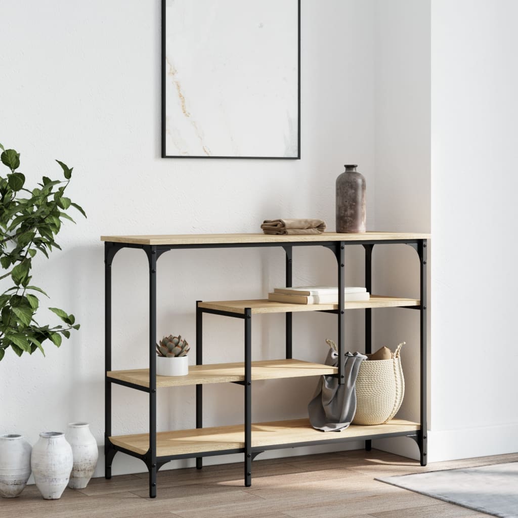 Konsolbord med hylder Sonoma eg 100x35x75 cm