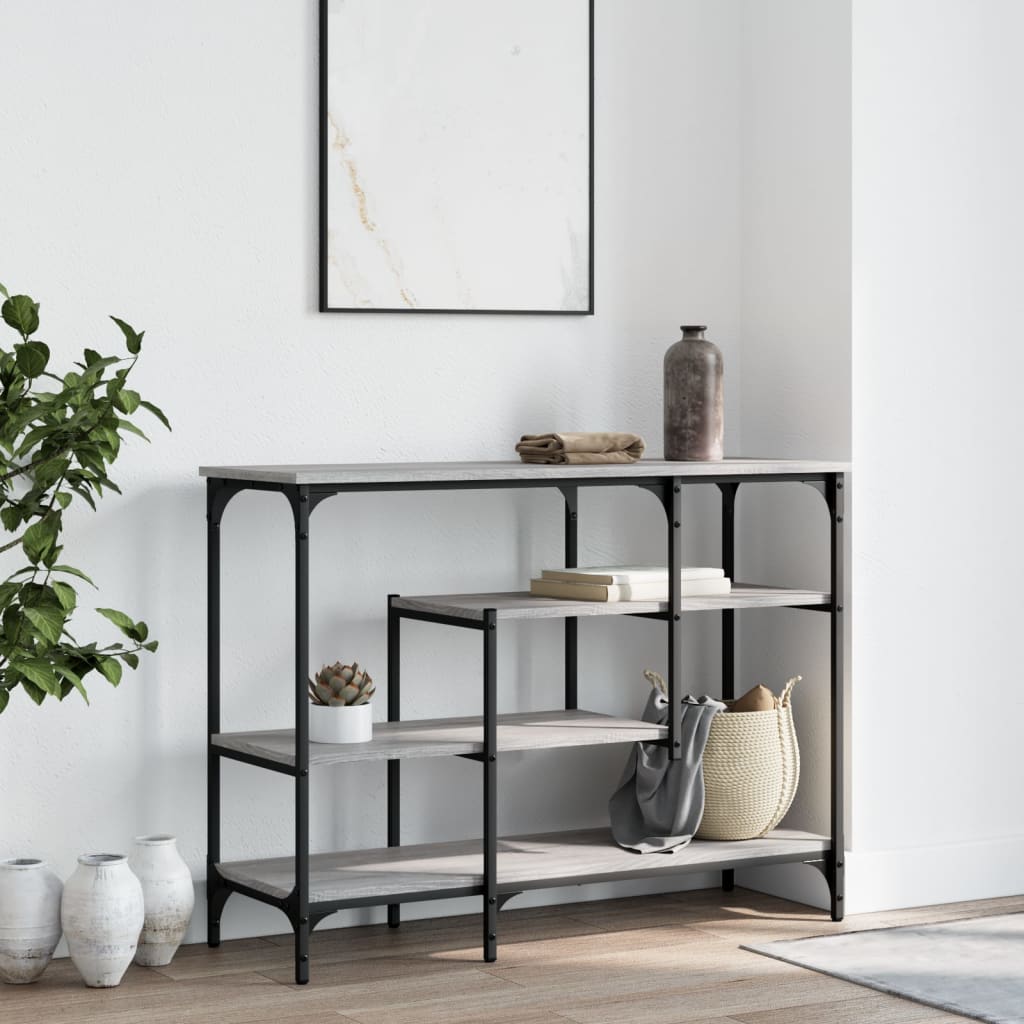 Konsolbord med hylder Grå Sonoma 100x35x75 cm