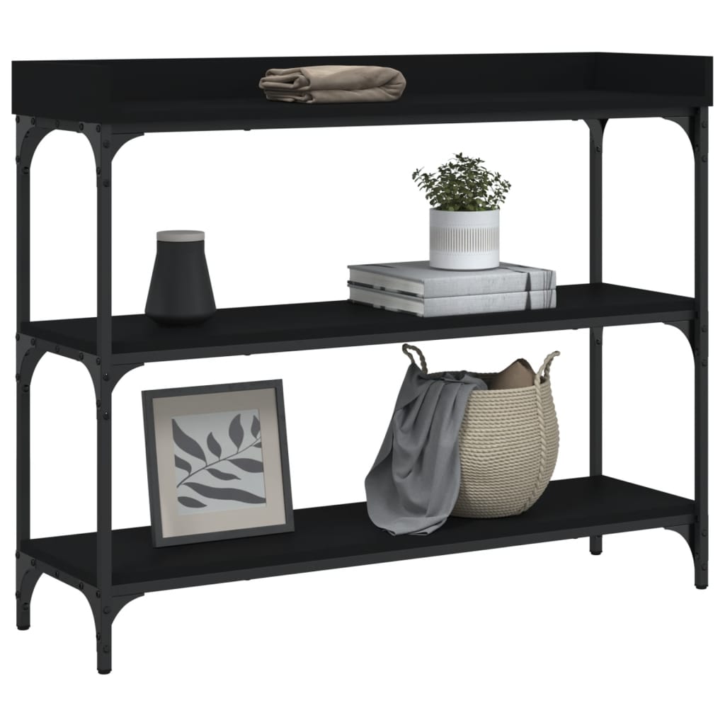 Konsolbord med hylder Sort 100x30x80 cm