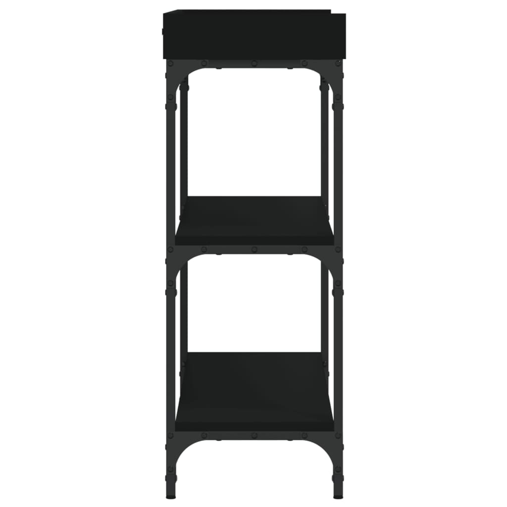 Konsolbord med hylder Sort 100x30x80 cm