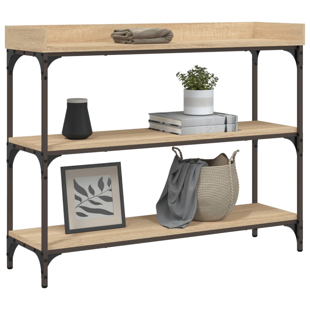 Konsolbord med hylder Sonoma eg 100x30x80 cm