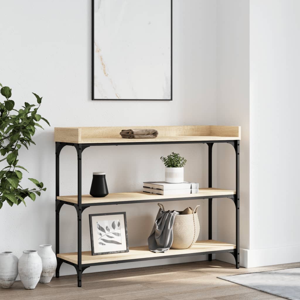 Konsolbord med hylder Sonoma eg 100x30x80 cm
