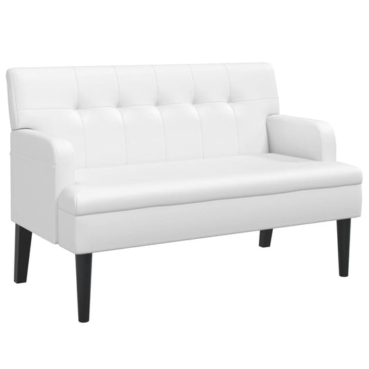 Sitzbank mit Rückenlehne Weiß 112x65,5x75 cm Kunstleder