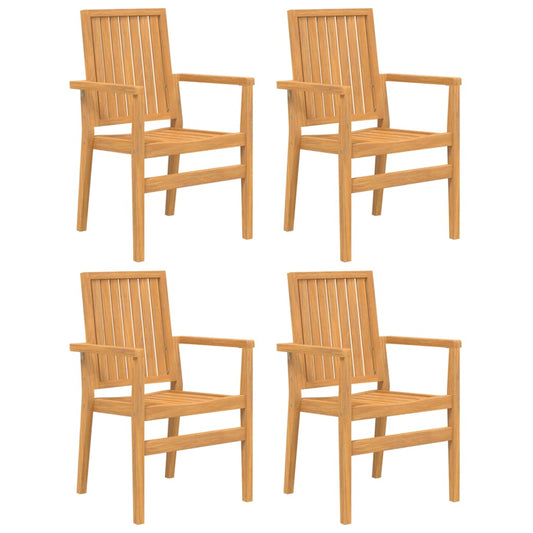 Gartenstühle 4 Stk. Stapelbar 56,5x57,5x91 cm Massivholz Teak