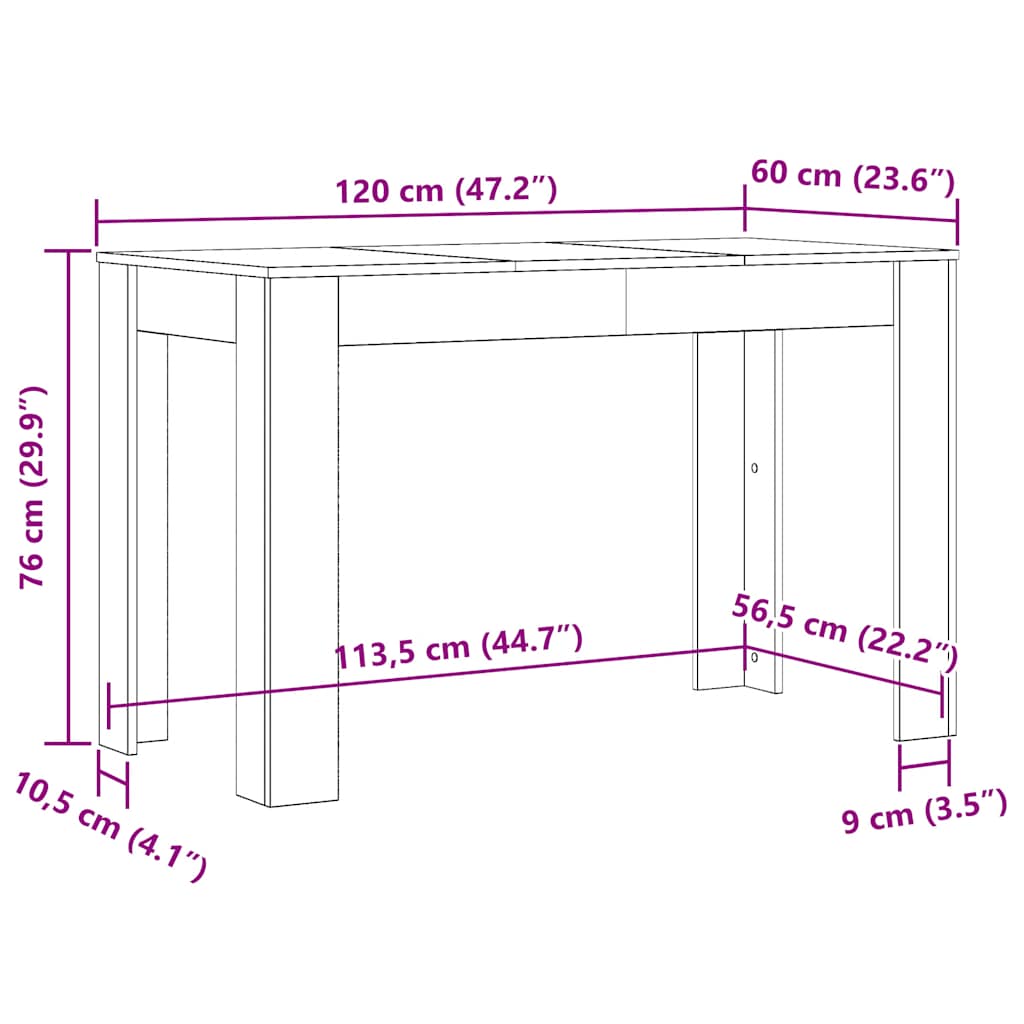 Spisebord Brun Eg Look 120x60x76 cm Træmateriale
