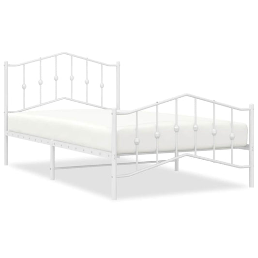 Bettgestell mit Kopf- und Fußteil Metall Weiß 100x200 cm