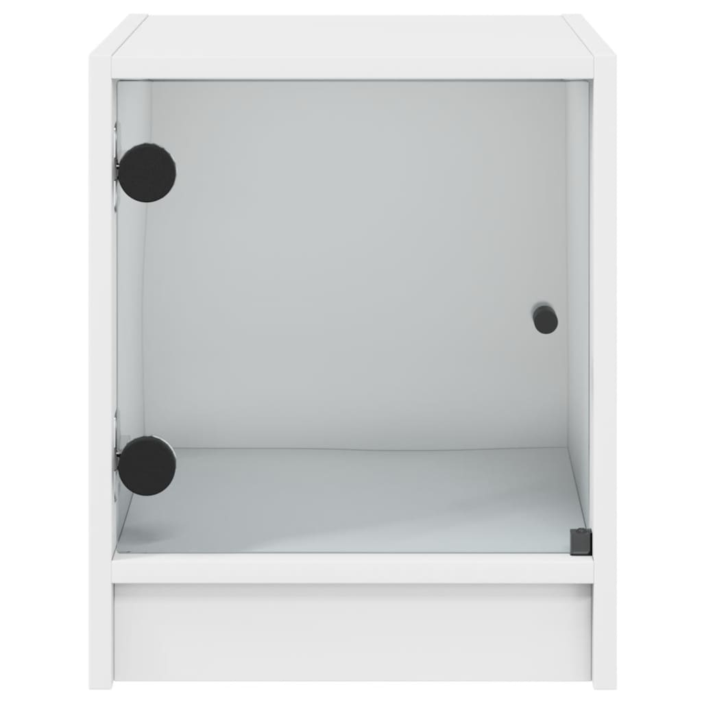 Sengeborde med glaslåger 2 stk Hvid 35x37x42 cm
