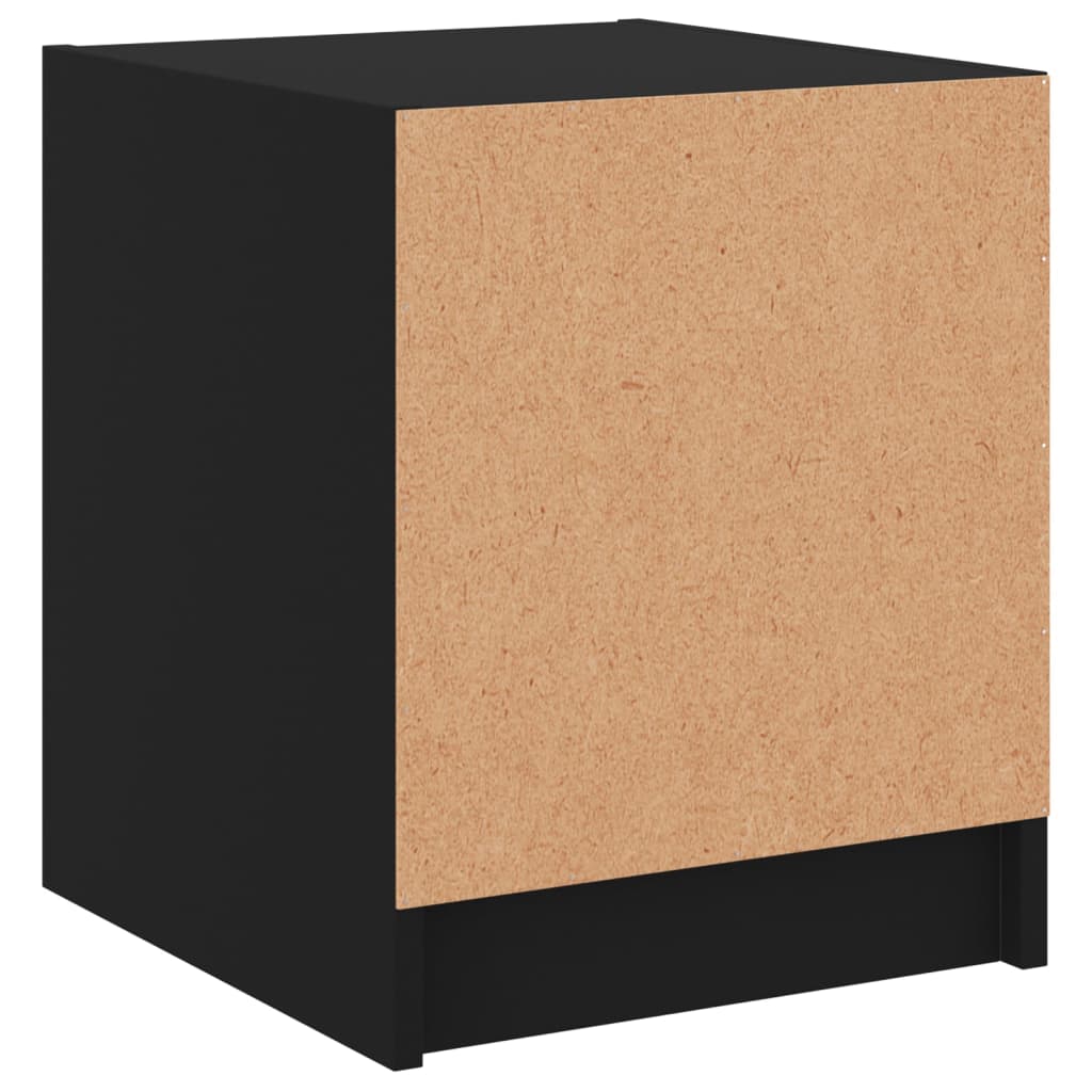 Sengeborde med glaslåger 2 stk Sort 35x37x42 cm