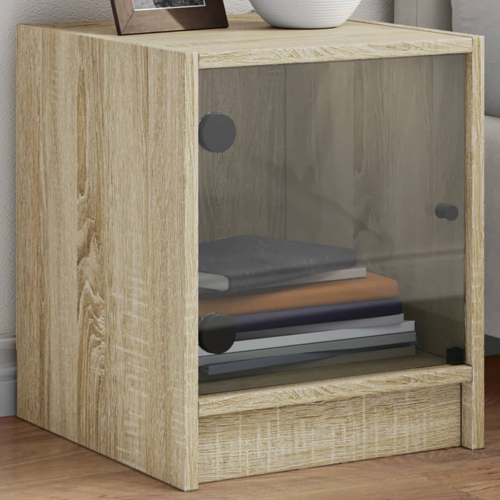 Sengeborde med glaslåger 2 stk Sonoma eg 35x37x42 cm