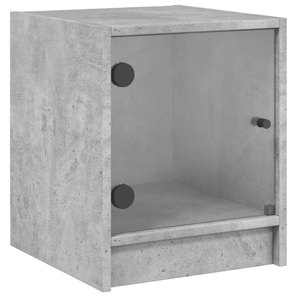 Sengeborde med glaslåger 2 stk Betongrå 35x37x42 cm