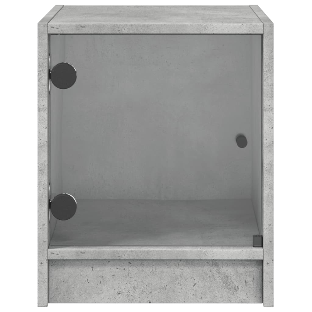 Sengeborde med glaslåger 2 stk Betongrå 35x37x42 cm