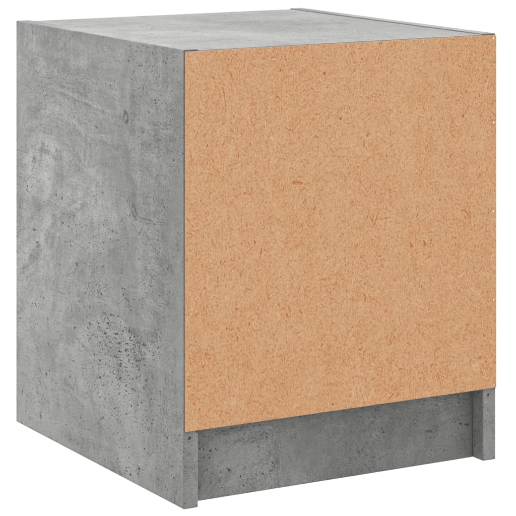 Sengeborde med glaslåger 2 stk Betongrå 35x37x42 cm