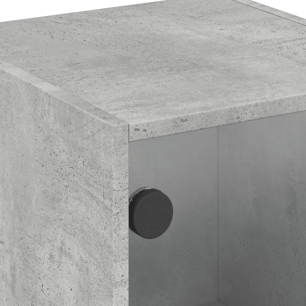 Sengeborde med glaslåger 2 stk Betongrå 35x37x42 cm