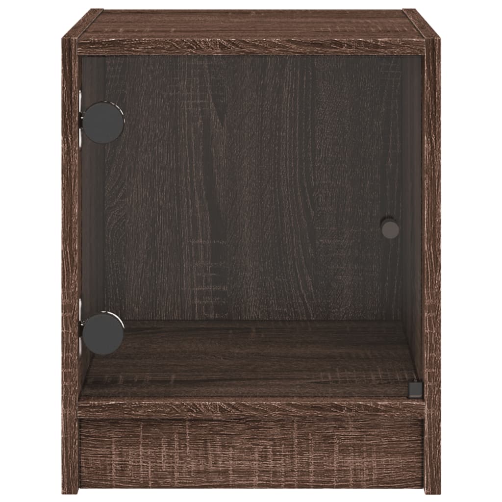 Sengeborde med glaslåger 2 stk Brun eg look 35x37x42 cm
