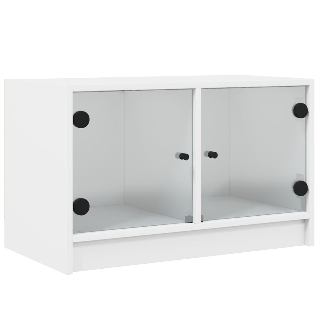 Tv-møbel med glaslåger hvid 68x37x42 cm