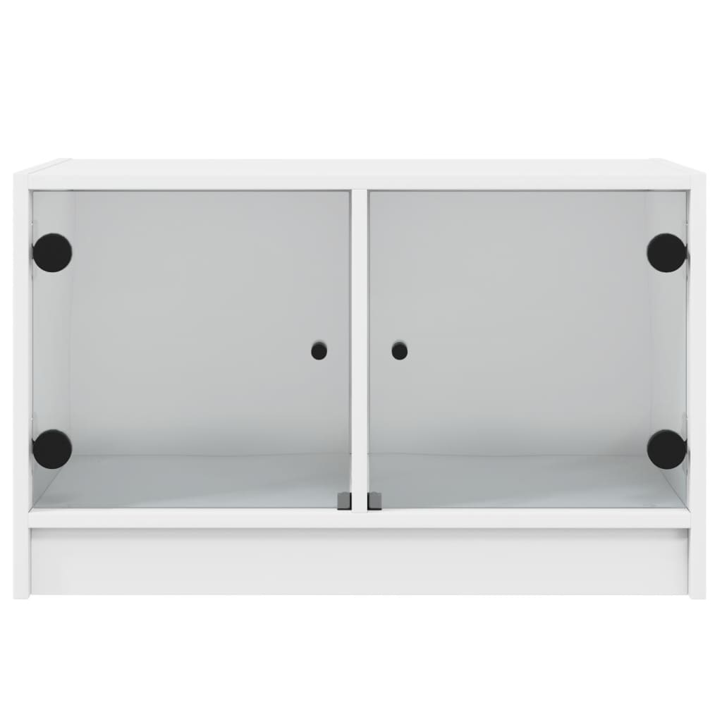 Tv-møbel med glaslåger hvid 68x37x42 cm